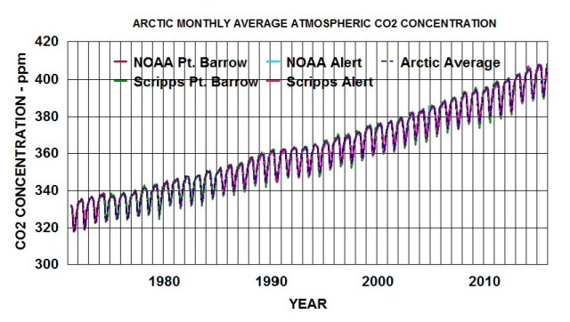Arctic monthly average CO2